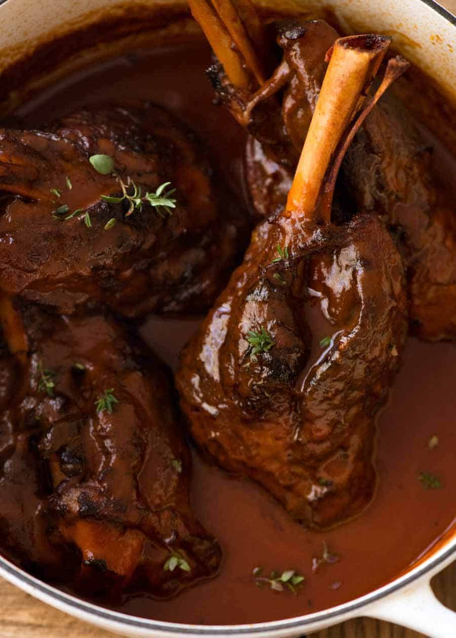 LAMB SHANKS BRAISED IN RED WINE, THYME AND ROSEMARY ...